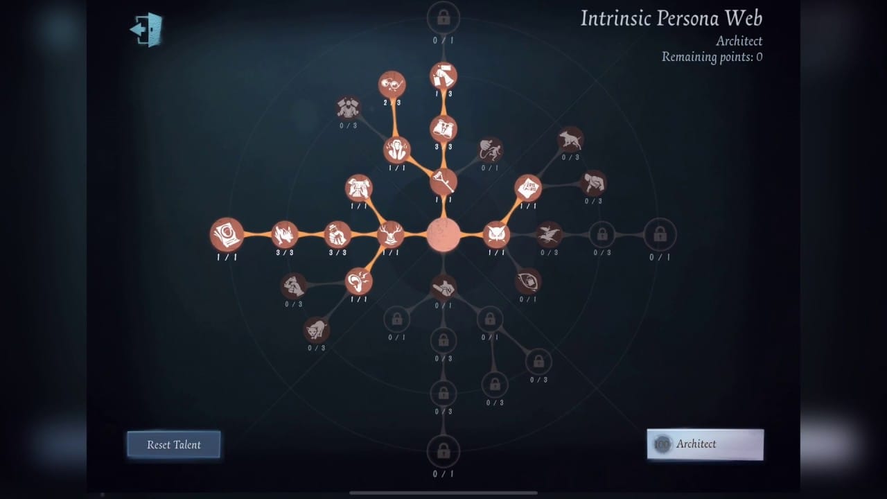 Comparison of persona builds for Identity V control hunters showing talent point allocations