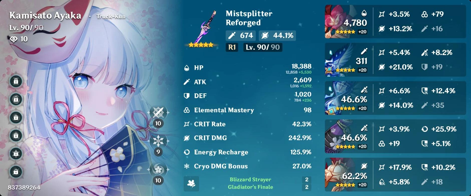 Genshin Optimizer interface for artifact builds