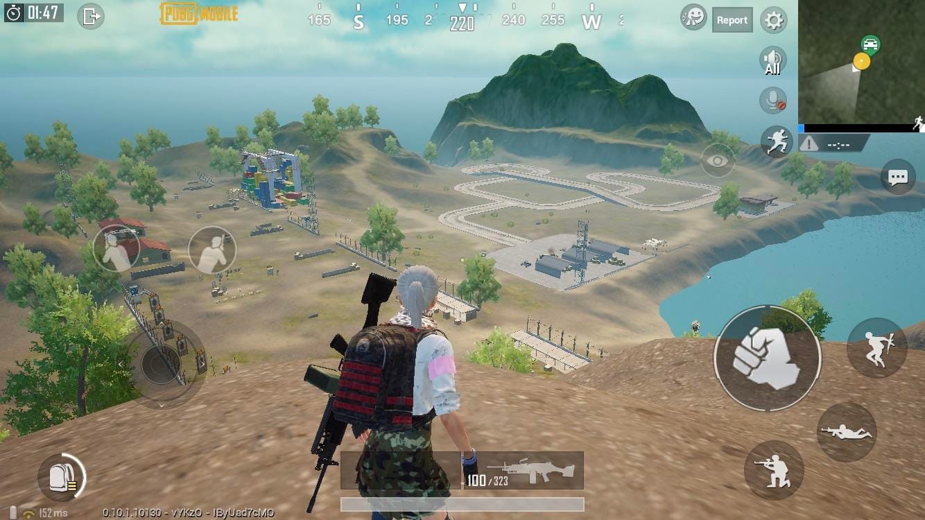 PUBG Mobile训练场中的武器扫射练习