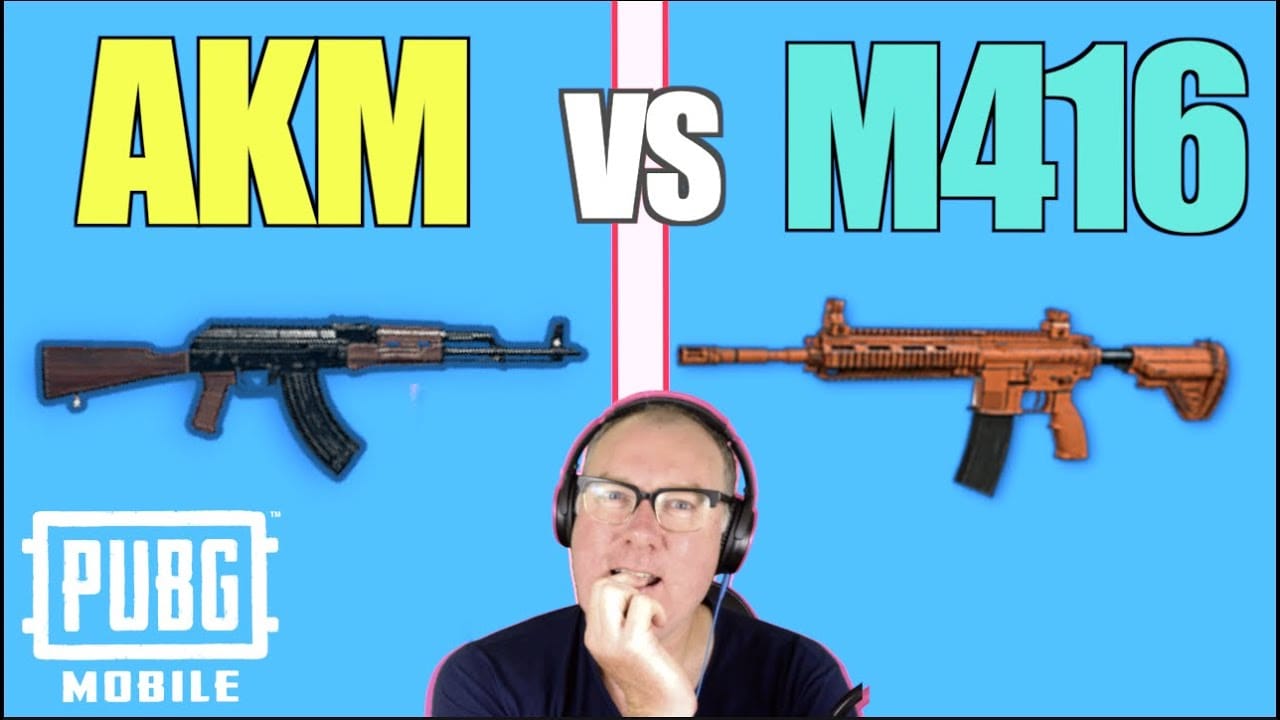 PUBG Mobile中M416和AKM数据对比图，包括伤害、DPS和射速