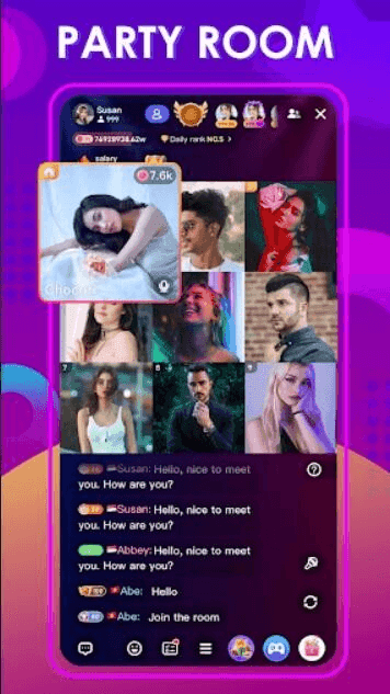 Capture d'écran des salons de fête de 25 places Poppo Live