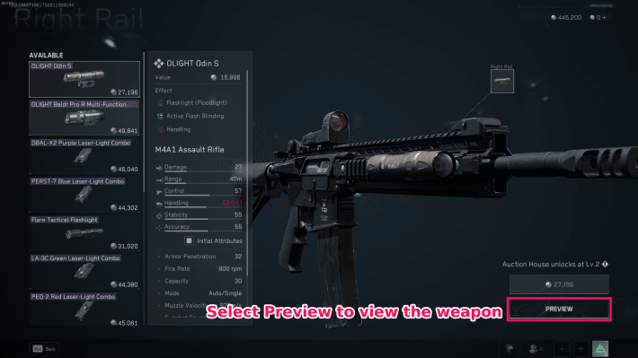 डेल्टा फ़ोर्स PTR-32 हथियार EXP कार्ड अपग्रेड स्क्रीन के साथ