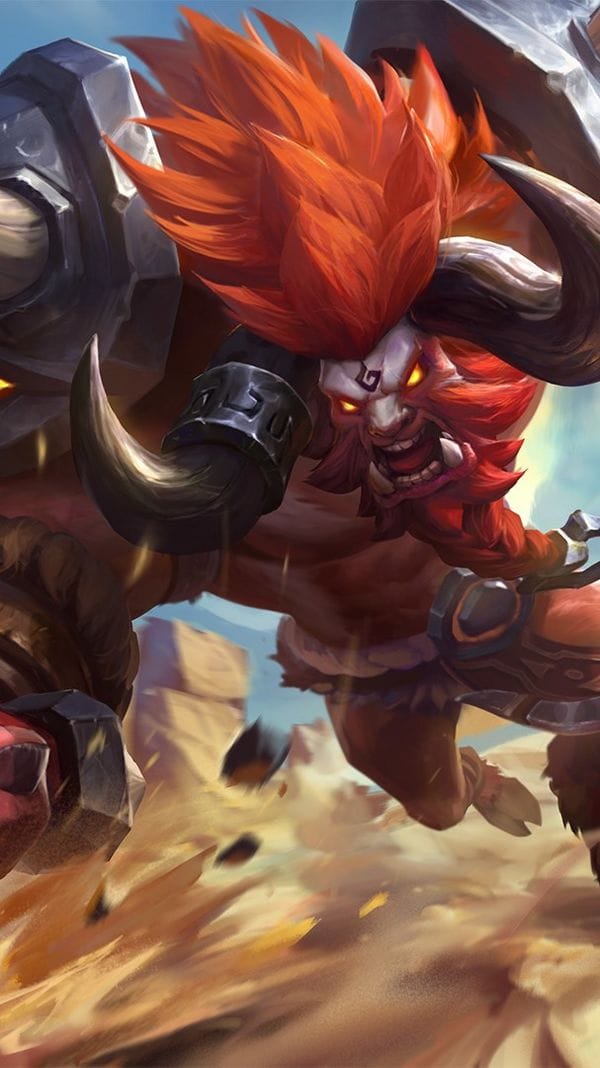 Minotaur support tank in Mobile Legends Bang Bang absorbing ultimates and healing team