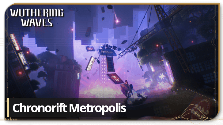 Carte de la Métropole Chronorift dans Wuthering Waves 2.8, montrant les points de repère de la Ville de Honami