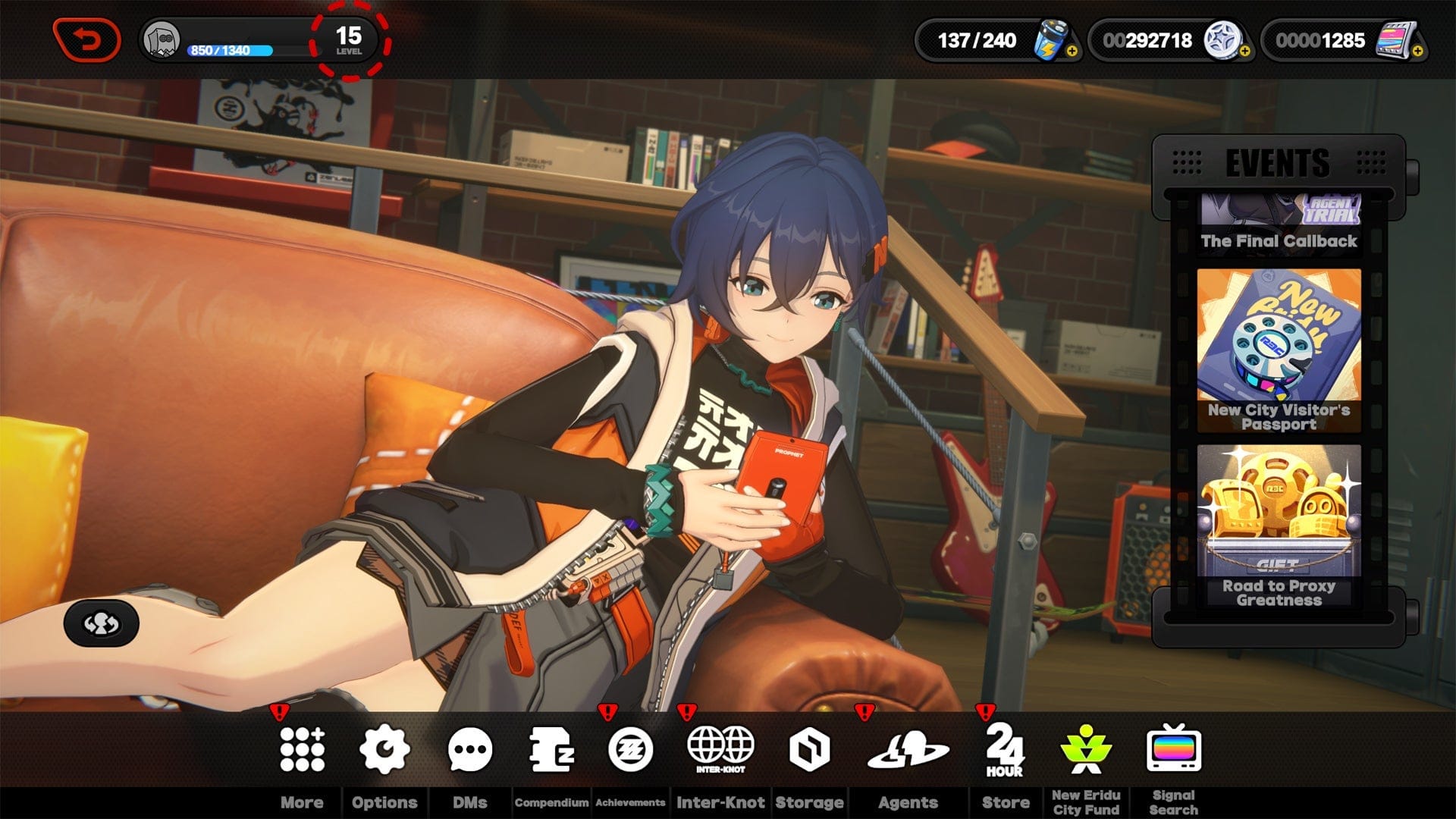 ज़ेनलेस ज़ोन ज़ीरो इंटर-नॉट स्तर चयन इंटरफ़ेस