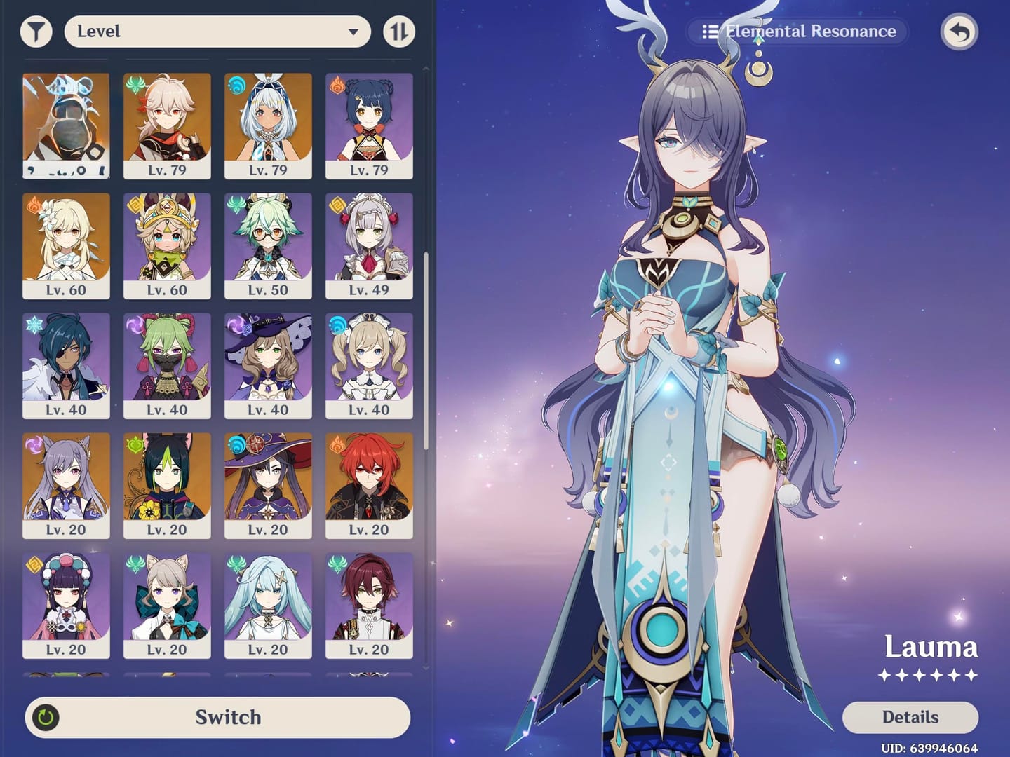 Composition d'équipe Nefer Fleurissement Lunaire et capture d'écran de gameplay