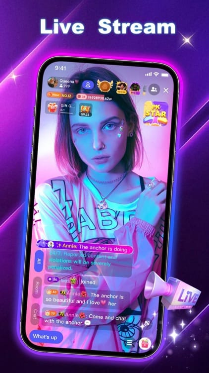 खजाने के बक्से के इनाम के साथ पोपो लाइव स्ट्रीम देखने का स्क्रीनशॉट