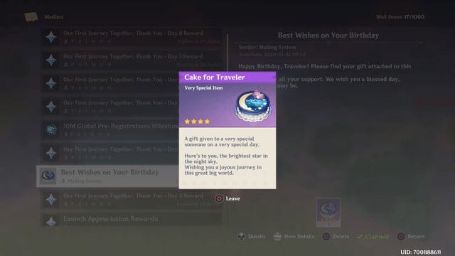 Comparaison historique des récompenses d'anniversaire de Wriothesley dans Genshin Impact au fil des ans