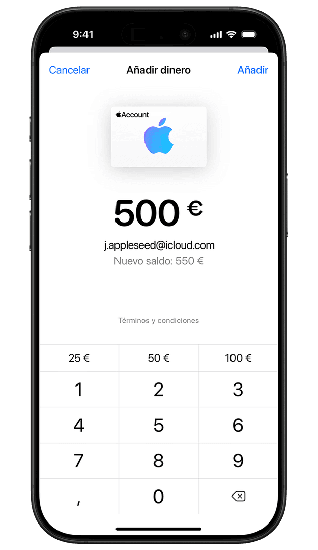 顯示面額和付款選項的 Apple 禮品卡購買介面