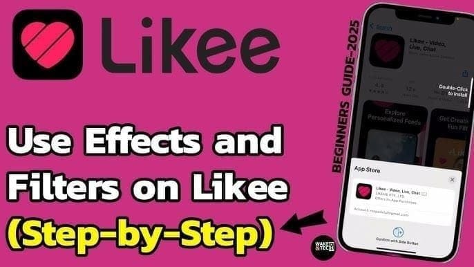 Likee ऐप फ़िल्टर चयन स्क्रीन जिसमें विंटेज, ग्लिच और ब्यूटी विकल्प हैं