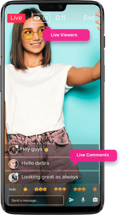 Likee ऐप इंटरफ़ेस एक लाइव PK स्ट्रीम शुरू करने के लिए
