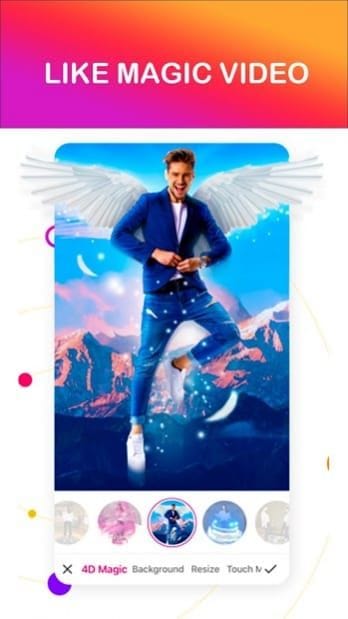 Likee ऐप स्क्रीनशॉट प्रभाव लाइब्रेरी और स्पार्कल्स और कॉन्फेटी के लिए अनुप्रयोग चरण