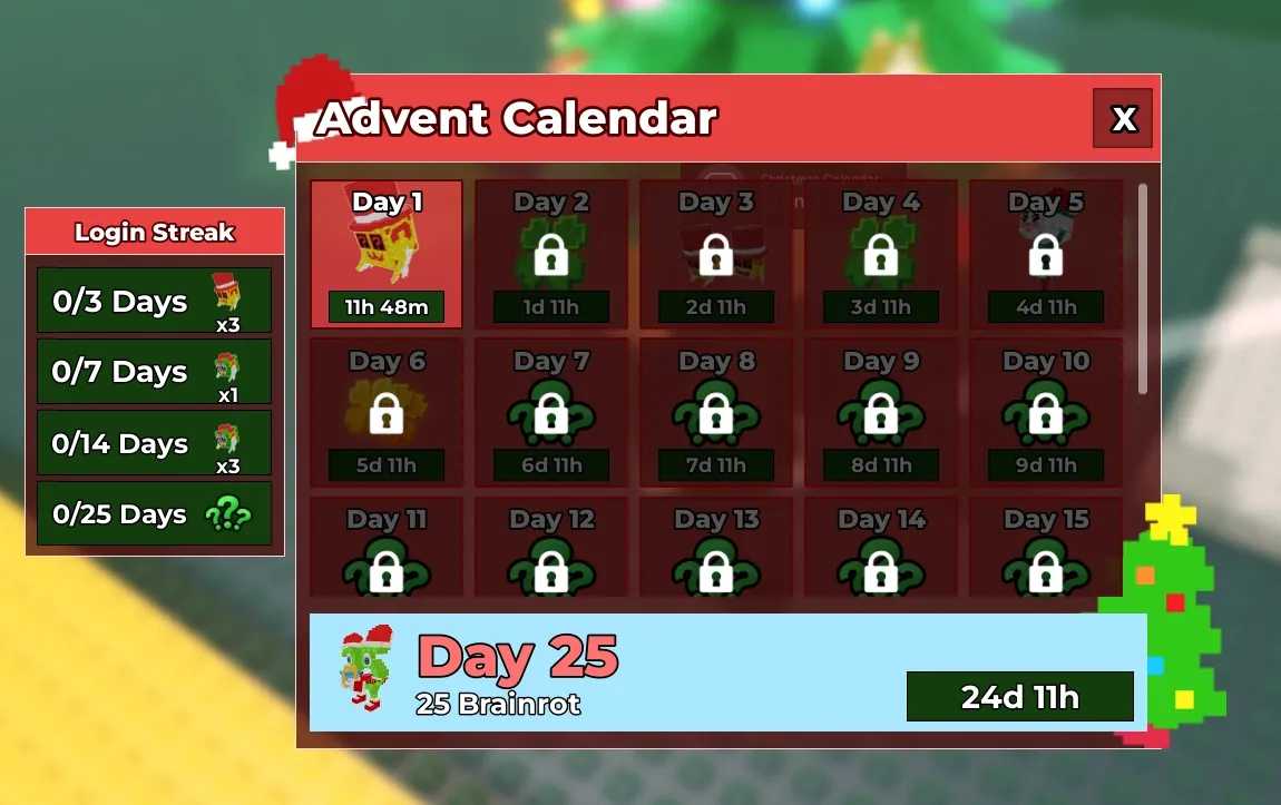 Steal a Brainrot 降臨曆介面