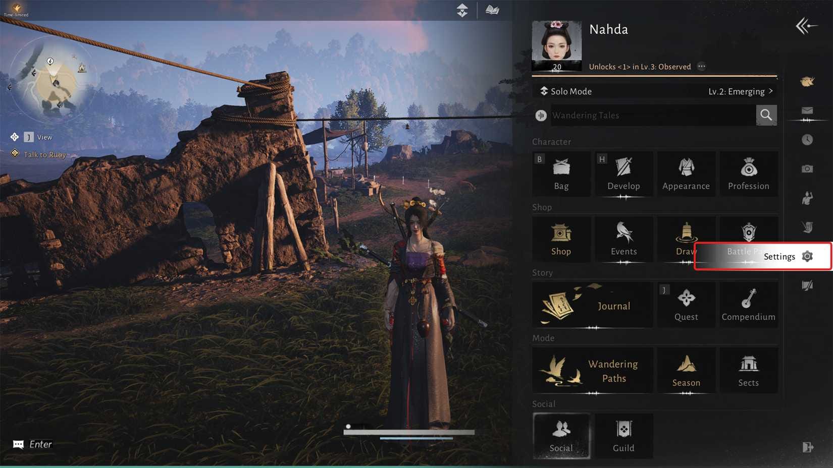 設定メニューのWhere Winds Meetコード引き換えインターフェース