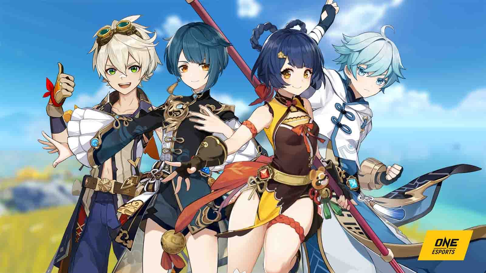 Genshin Impact National Team characters: Xiangling, Bennett, Xingqiu, Sucrose