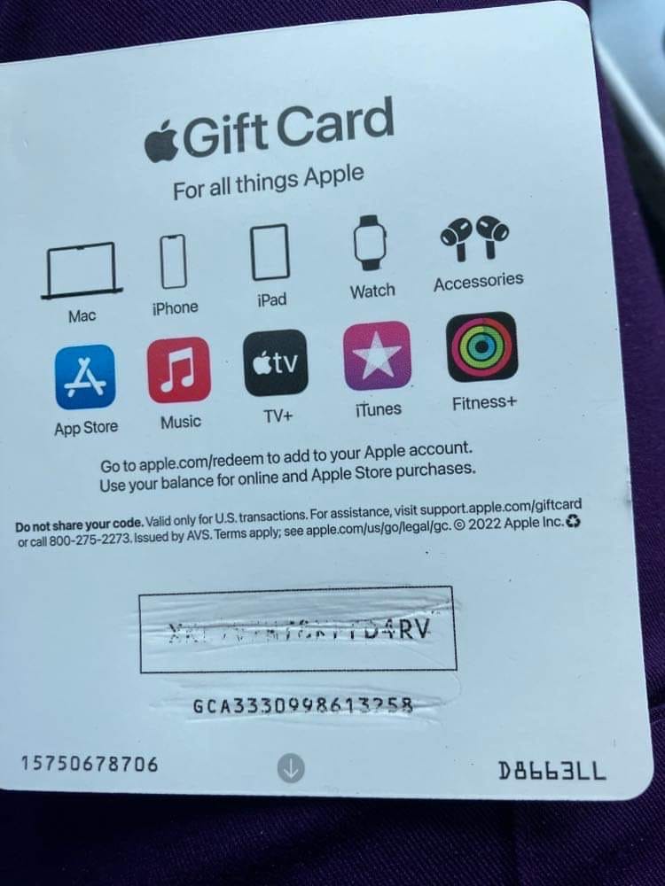 Apple 禮品卡詐騙追回清單圖表