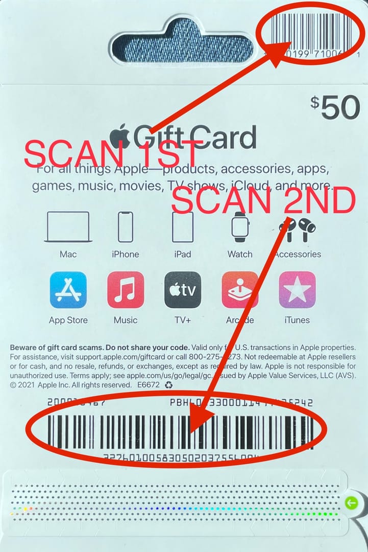 被篡改的Apple礼品卡,代码被涂改的截图