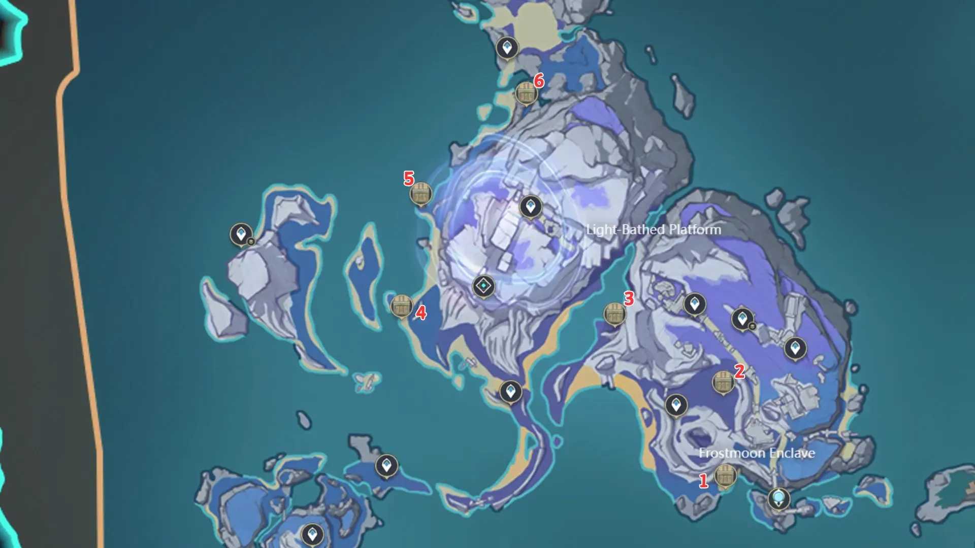 Genshin Impact Hiisi and Paha Isles Lunoculus locations map
