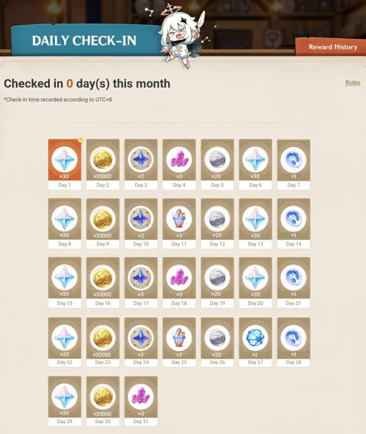 米游社原神每日签到奖励