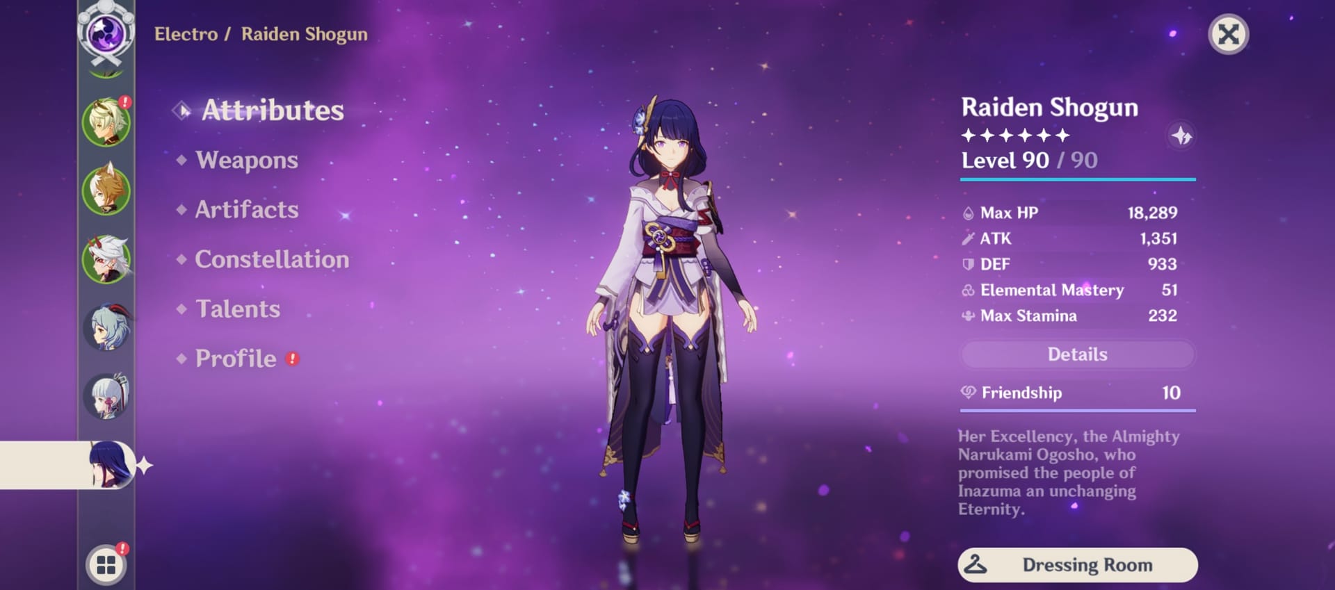 Raiden Shogun Genshin Impact 1:2 Crit build stats