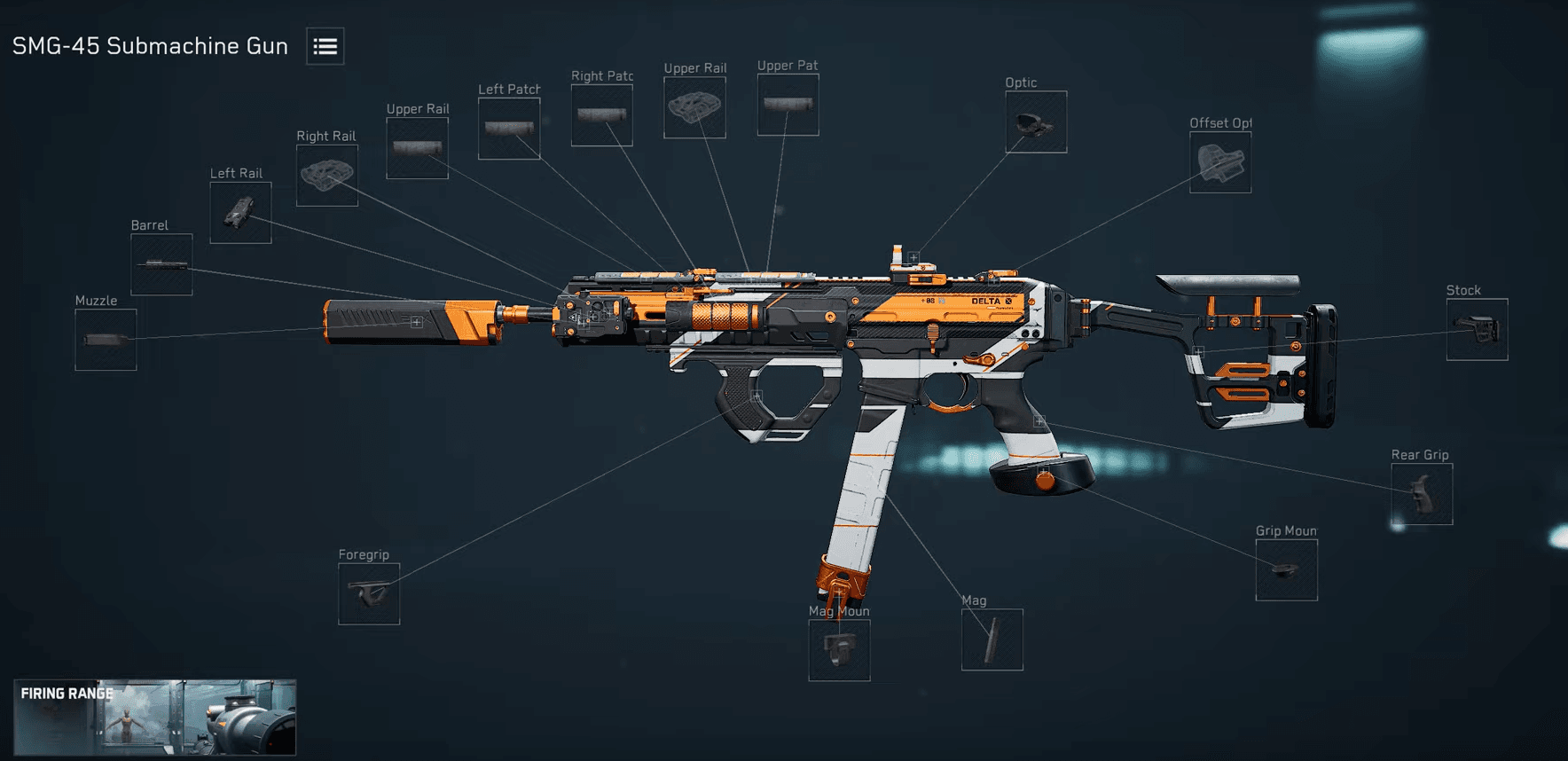 델타 포스: 호크 옵스 SMG-45 지원 오퍼레이터 빌드 화면