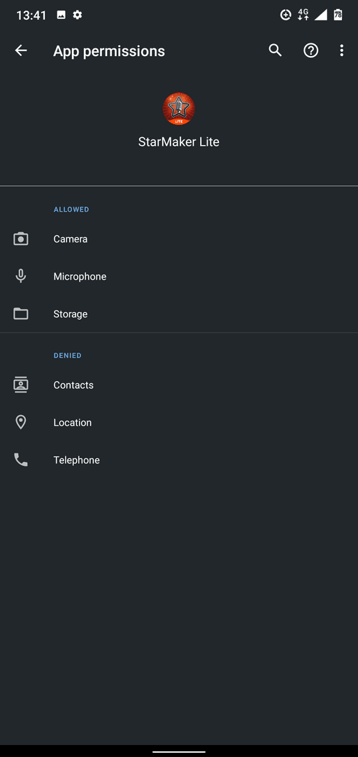 StarMaker iOS 应用权限设置界面