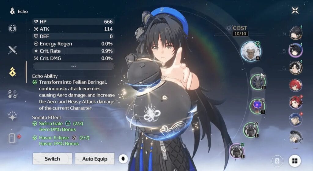 带有暴击属性的鸣潮声骸调优界面