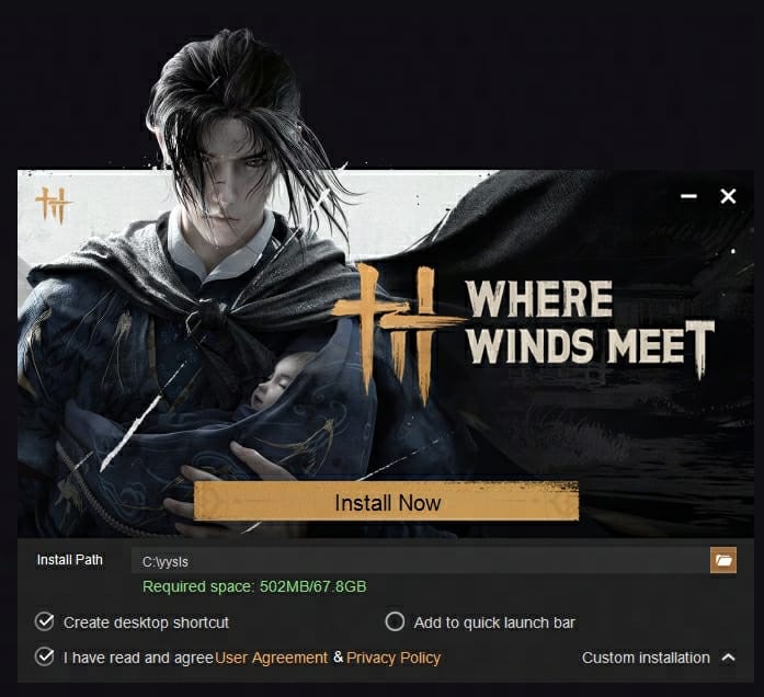 Where Winds Meet launcher screen for troubleshooting