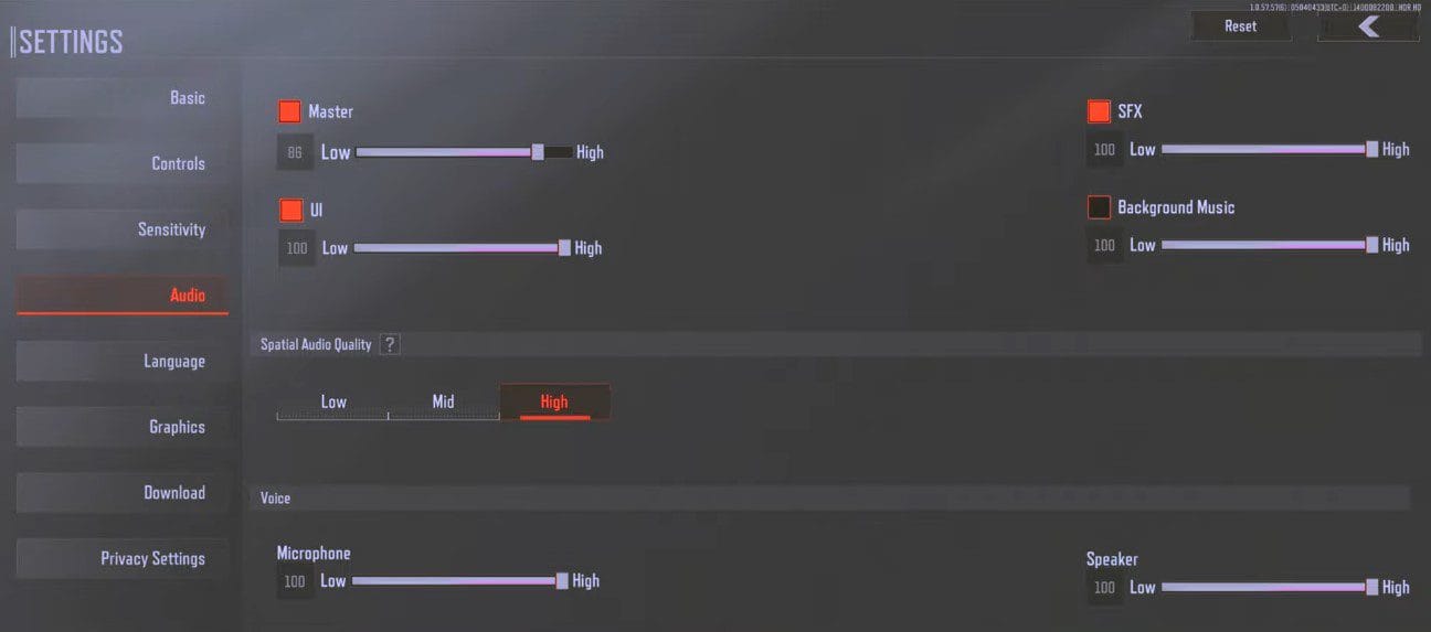 补丁更新后的暗区突围音频设置界面