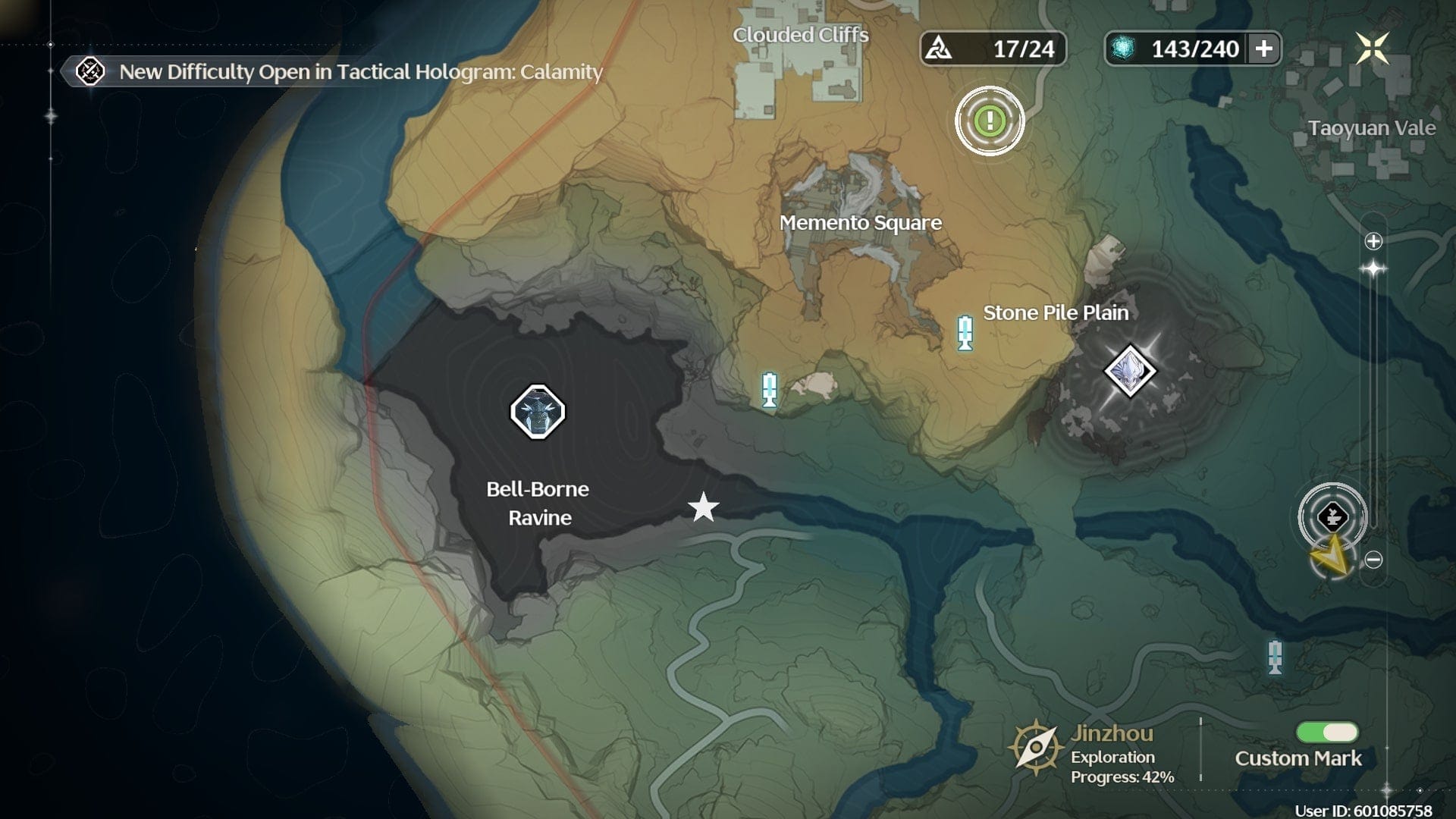 鸣潮地图显示瑝珑、棘梢崖和紫月榕附近的异相·寒霜龟刷新区