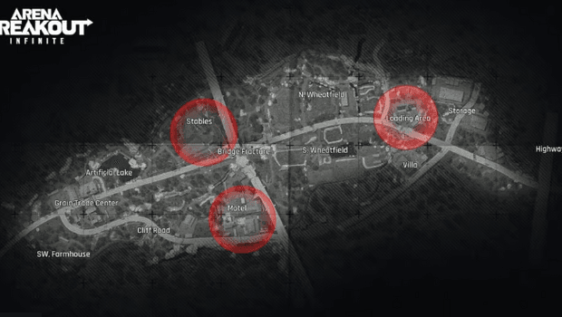 暗区突围地图显示阿贾克斯、多斯和弗雷德在农场、山谷和北山的刷新位置