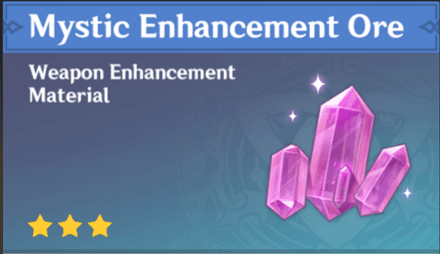 Interface du forgeron de Genshin Impact pour la fabrication de Minerai de renforcement mystique