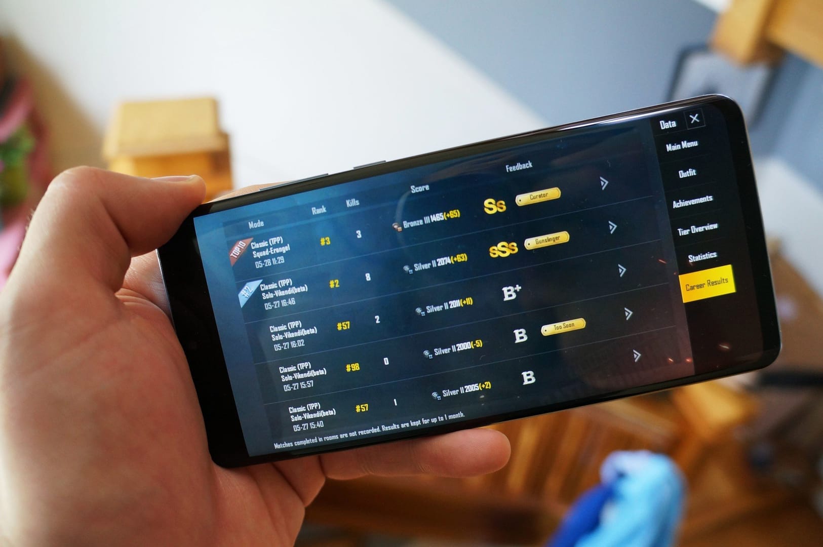 Statistiques Home de PUBG Mobile et panneau de classement