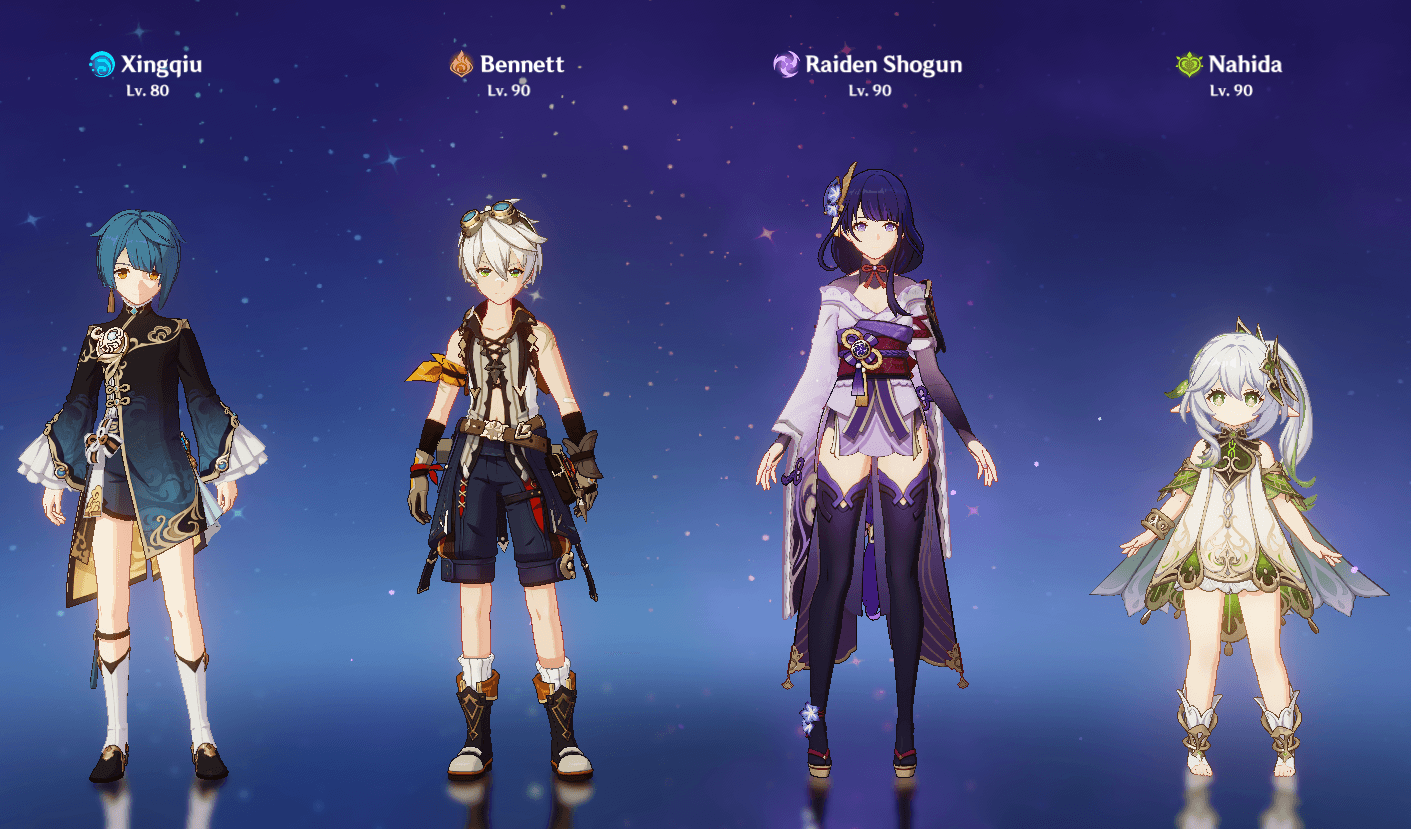 Équipe Dendro National dans Genshin Impact : Hu Tao, Xingqiu, Collei, Yaoyao