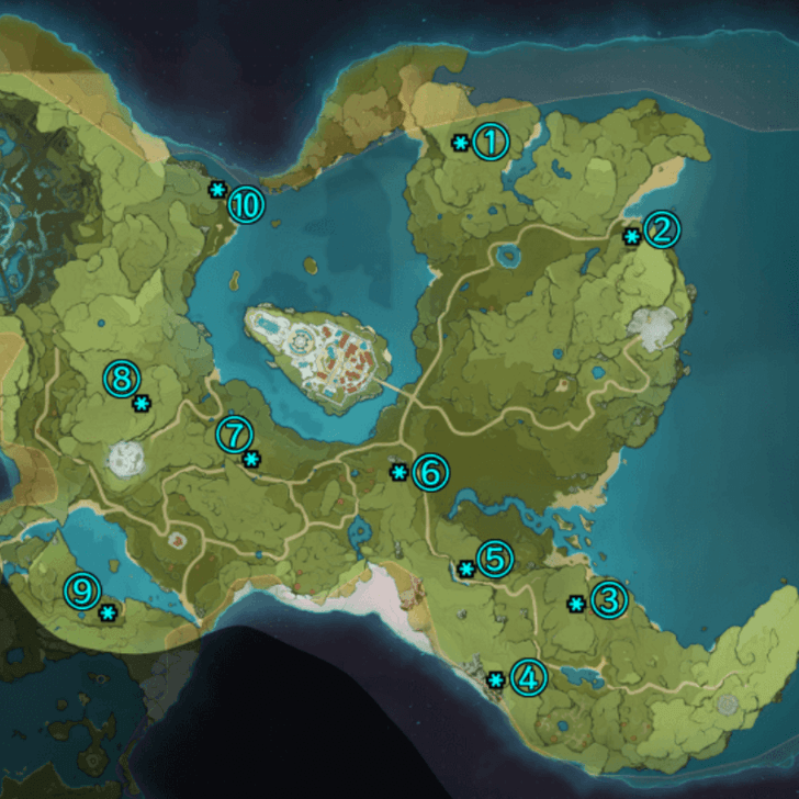 原神各地区地灵龛对比图