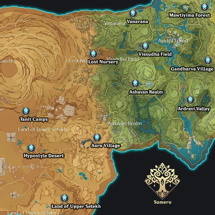 用于获取至冬国地灵龛钥匙的原神七天神像地图