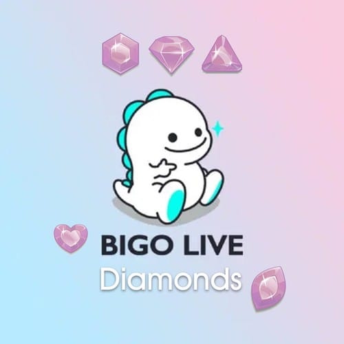 Bigo Live 钻石充值礼包界面，包含从小额到大额的多种选项