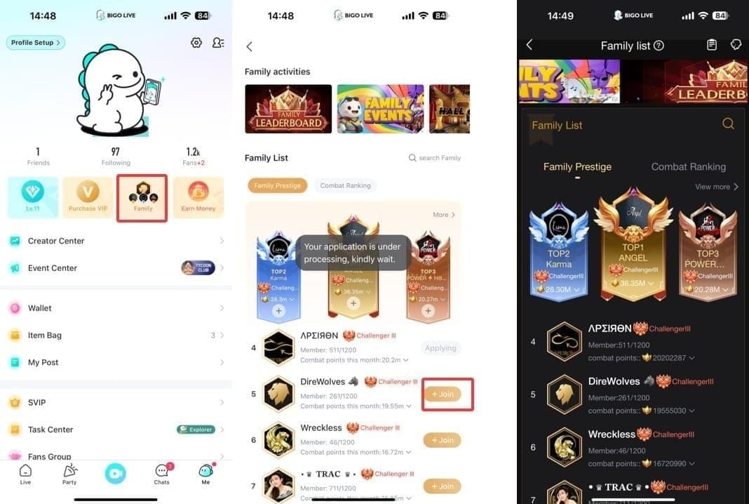 Bigo Live 钻石 SVIP 入场特效与徽章界面截图