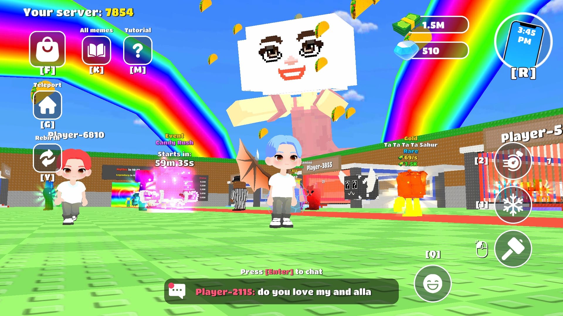 Steal a Brainrot 商店菜单及突出显示的兑换码区域