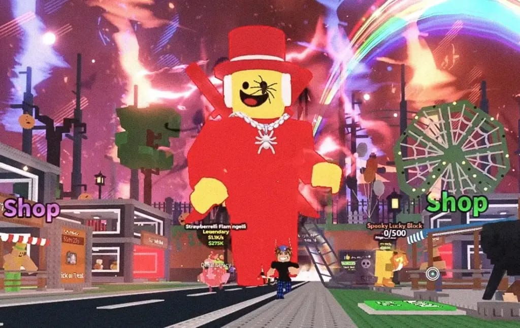 Steal a Brainrot 市中心小巷截图，喷泉南侧的最佳挂机区