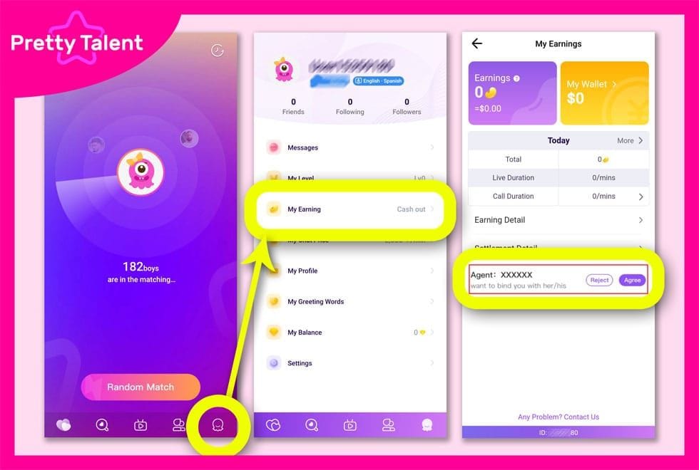 Chamet 钻石公会管理后台，显示用于招募主播的邀请链接