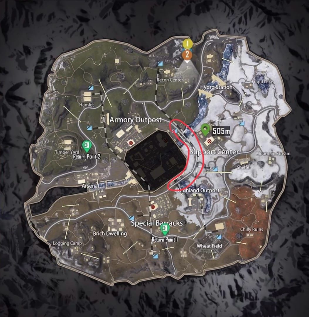 PUBG Mobile Metro Royale map showing Panda NPCs Misty Port Arctic Base