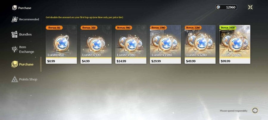 Tableau de répartition des coûts en Lunites et Astrites pour Wuthering Waves 3.0