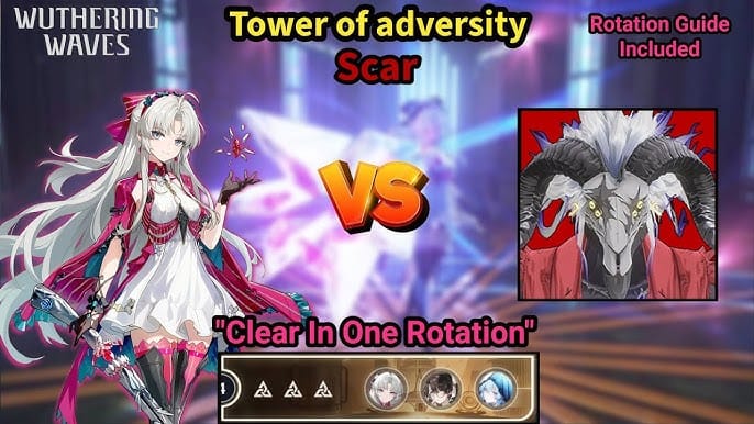 Capture d'écran de la rotation de combat optimale de Scar dans les Profondeurs du Royaume Illusoire de Wuthering Waves