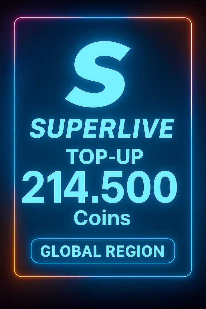 واجهة شحن عملات SuperLive التي تعرض خيارات الباقات من 605 إلى 785,000 عملة