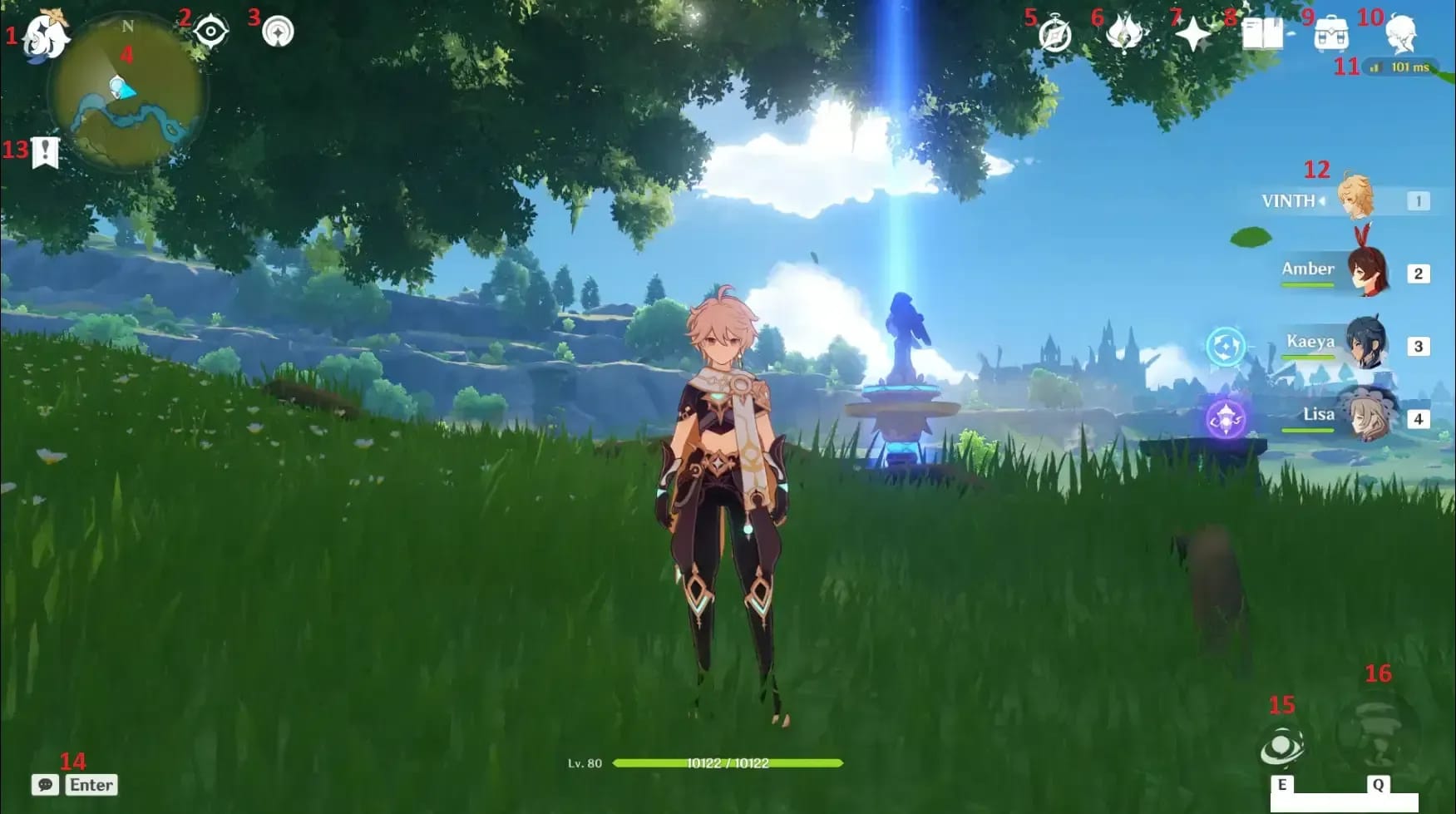 Menu profil dalam permainan Genshin Impact menunjukkan lokasi UID untuk tambah nilai selamat