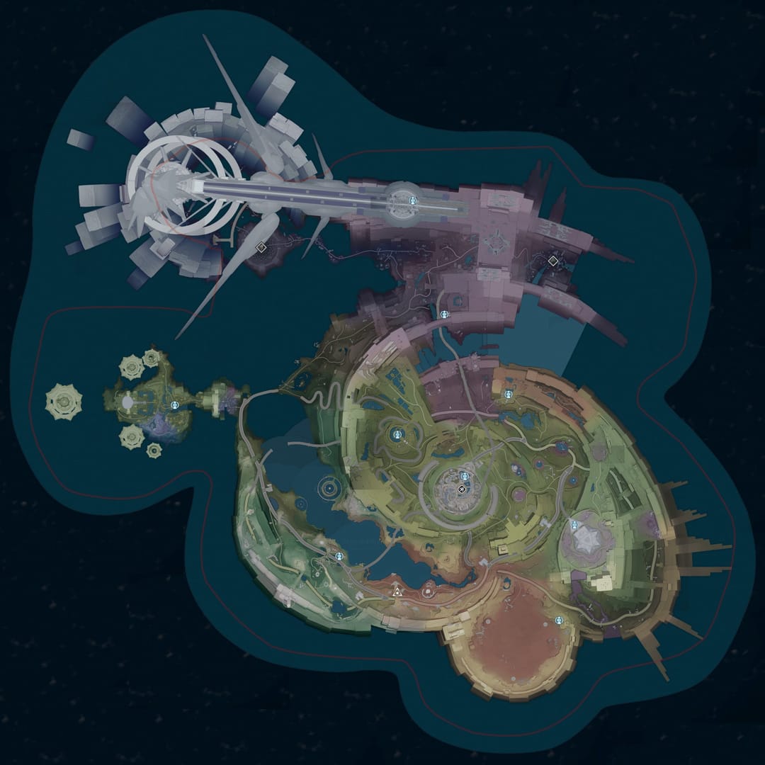 Wuthering Waves world map marking Law of Harmony Cost 3 Echo farming locations in Riccioli Islands, Averardo Vaults, and Whining Aix Mire