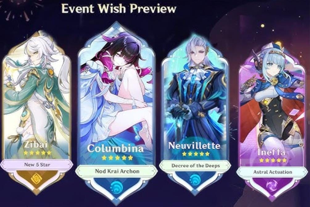 Tableau de comparaison des dégâts et rôles entre Neuvillette et Ineffa dans Genshin Impact