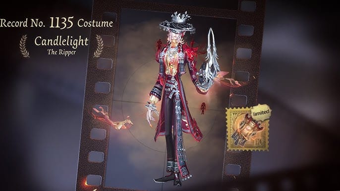 Skin S Candlelight du Ripper et accessoire Golden Crow du pack Silhouettes in Spring d'Identity V