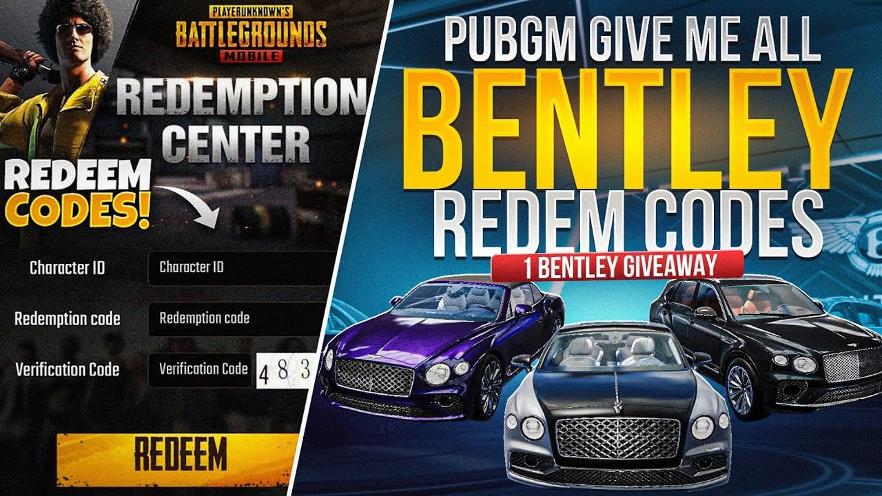 Tangkapan skrin pusat penebusan token Bentley PUBG Mobile